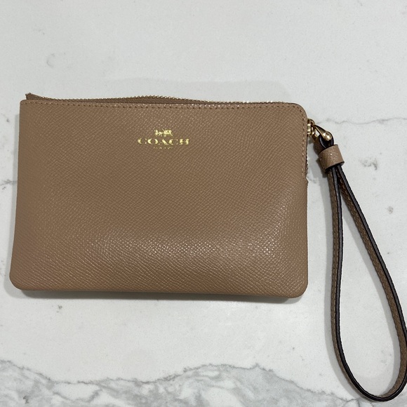 Coach Taupe Corner Zip Wristlet - Picture 3 of 5
